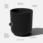 Veradek Round Black Plastic Planter Pots for Indoor/Outdoor Garden Use, with Drainage Holes, Suitable for Small to Large Succulent Plants, Flowers, Modern Interior Plants