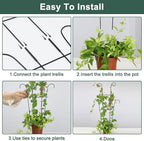 Coomin 23in Taller Plant Trellis for Climbing Plants Indoor, Sturdy Houseplant Trellis for Potted Plants with Ties, Vine Plant Support for Monstera Pothos Ivy, Plant Decor, 2P