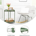 danpinera 2 Tier Metal Side Table with Removable Tray, End Table Outdoor Small Accent Table, Anti-Rust Green Nightstand for Bedroom Balcony Patio (Dark Green)