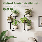 Window Plant Shelves Indoor Outdoor Wall Planters for Indoor Plants 2 Pack Metal Hanger Plant Holder for Living Room Balcony Wall Decor Black
