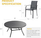VICLLAX Patio Table and Chair Set of 6, All Weather Metal Round Outdoor Dining Furniture Set-50 Round Outdoor Table and Chairs, Black Tabletop