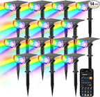 Linkind Smart Solar Spot Lights Outdoor SL5C, Solar Lights Outdoor Spotlight Cool/Warm White/Color Changing, APP/Voice Control IP67 Landscape Lighting for Yard, Garden, Pathway(14 Pack)