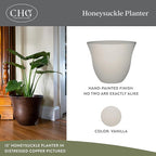 Classic Home and Garden Honeysuckle Resin Planters - Lightweight Indoor & Outdoor Plant Pots - UV-Resistant Plastic Flower Pots - Pot Planters for Flowers & Herbs (13" Vanilla White)