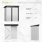 Greesum Metal Outdoor Storage Shed 5FT x 3FT, Steel Utility Tool Shed Storage House with Door & Lock, Metal Sheds Outdoor Storage for Backyard Garden Patio Lawn, White