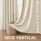 H.VERSAILTEX 100% Blackout Curtains for Bedroom Thermal Insulated Linen Textured Curtains Heat and Full Light Blocking Drapes Living Room Curtains 2 Panel Sets, Bleached Sand, 42x63 Inch