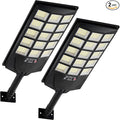 Solar Lights Outdoor Waterproof, 6500K Dusk to Dawn Solar Street Light Motion Sensor with Remote Control, LED Security Light for Outside Garden Yard Parking Lot, Oudoor Flood Lights, 2PACK