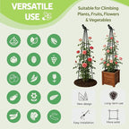 Garden Trellis for Climbing Plants Outdoor - Rustproof Plastic Coated Steel Core Tower Obelisk Trellis - Metal Teepee Trellis Vertical Plant Support for Vines Vegetables Flowers Indoor