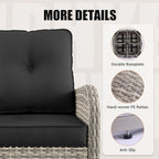 9-Piece Outdoor Patio Furniture Set with Rocking Swivel Chair Wicker Sectional Sofa Set, Patio Conversation Set with Thickened Cushions & Coffee Table for Garden, Backyard, Dark Grey