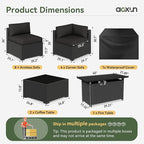 Aoxun 15 Piece Patio Furniture Set with 44” Fire Pit Table Wicker Rattan Patio Sectional Sofa Set Outdoor Seating Furniture with Thickened Cushion, Black