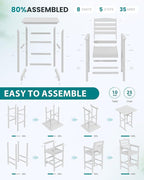 SERWALL 5 Pieces Adirondack Bar Chairs Set, HDPE Adirondack Barstools Chairs with Bar Pub Table, Outdoor Patio Bar Furniture Set for Bistro, Balcony, Poolside, Garden, White