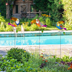 Decorative Garden Stakes,Set of 3 Toucan Stained Glass Metal Yard Art Outdoor,Waterproof Spring Garden Stakes Decorative for Lawn Patio Pathway