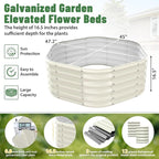 Hexagon Raised Garden Bed, 48 Inch Diagonal & 16.5 Inch Tall, Galvanized Steel Planter Box with Wave-Shaped Metal Panels for Outdoor Flower,Tree,Herb & Vegetable Garden (Cream white, 4FT X 1.5FT)