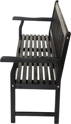 JONATHAN Y BNH101C Laurel 59.1" 3-Seat Slat-Back 600-Lbs Support Acacia Wood Outdoor Garden Patio Bench for Garden, Lawn, Backyard, Pool, Deck, Beach, Firepit, Black