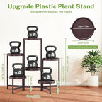 iDavosic.ly 6 Tier Folding Plant Stand Indoor Outdoor with Plastic Tray, Tiered Corner Flower Holder Shelf, Metal Orchid Display Rack for Patio Porch Living Room Garden Balcony, Bronze