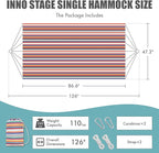 INNO STAGE Brazilian Hammock with Tree Straps - Cotton Hammocks Portable Hammock with Carry Bag for Backyard, Porch, Outdoor and Indoor Use Mixcolor