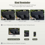 LDAILY Moccha Outdoor Daybed, Wicker Loveseat Sofa Set with 4-Postion Adjustable Backrest, Storage Ottoman, Cushions, Rattan Double Bed Lounger, Patio Furniture Set (Mixed Gray+Black)