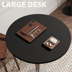 Flamaker Round Bistro Pub Table Modern Style Metal Base MDF Top Cocktail Bar Table Counter Bar Height for Pub, Dining Room, Party (1, Black-Silver)
