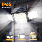 Solar Lights Outdoor Waterproof Motion Sensor - 416 LEDs 3000 Lumens Super Bright 3 Brightness 3 Modes 2400mAh 360° Illumination 32ft Solar Flood Security Light for Outside (Classic, 2)