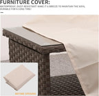 Outdoor Wicker Coffee Table Patio Furniture Garden Rattan 2-Layer Glass Table with Storage and Furniture Cover, Brown