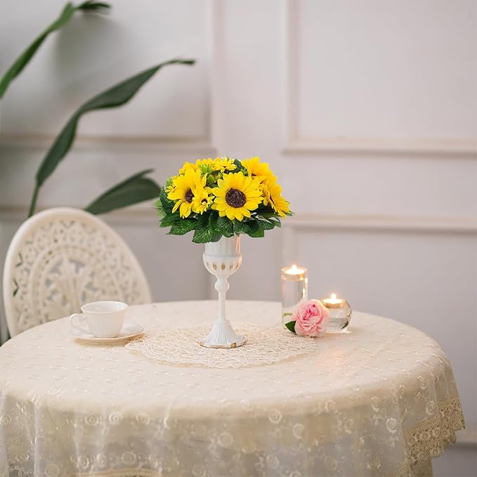 Artificial Flowers Yellow Silk Sunflower Half Ball Centerpiece with Zip Ties