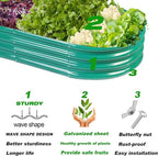 Raised Garden Bed Galvanized Planter Box Outdoor, Rot-Resistant Metal Garden Bed Planter for Vegetables Flower Herb (8ft, Green)