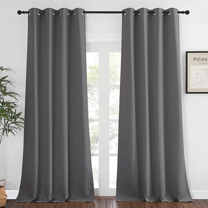 Grey Bedroom Blackout 90 inch Curtain – 1 Panel, W52 x L90