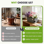 4 Pack Self Watering Pots for Indoor Plants 17 Inches Window Boxes Planters Rectangular Flower Pots Rectangle Herb Pots Large Plant Pots with Drainage Holes and Saucers Windowsill Planter, Grey