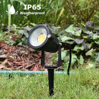 GSS6005 Plug in Spotlight Outdoor, 5W LED Landscape Spotlight 120V, 3000K Warm White, Metal Construction with Ground Stake, 3ft Cord and Plug, Black