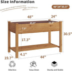 FILWH Raised Garden Bed with Legs Elevated Wooden Planter Box Stand Large Planter Stand Box for Fruits Vegetables Flowers with Divider with Bag - 48 * 24 * 30.5IN（Brown）