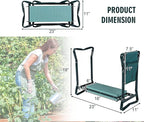 2-in-1 Garden Kneeler & Seat, Folding Seat w/EVA Foam Kneeling Pad & Removable Tools Pouch, Sturdy Steel Frame, No Assembly, Portable Heavy Duty Garden Stool for Women & Men