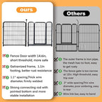 Decorative Garden Fence, Black Metal, 24 in High, 16 Panels with Gate
