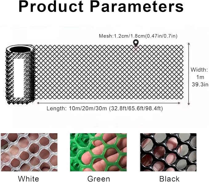 39.3″ x 32.8′ Chicken Mesh Fence Roll Versatile Plastic Fencing Netting Heavy - Image 2