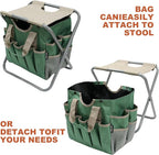 MDSTOP Folding Gardening Stool with Detachable Storage Tote Bag, Gardening Tools Set Organizer for Fishing Outdoor Sports Hiking Camping Garden, Gardening Gifts for Mom/Dad and Gardeners (Polyester)