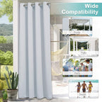 NICETOWN 2 Panels Greyish White Outdoor Curtains for Patio Waterproof, Rustproof Stainless Steel Grommet Room Darkening Thermal Insulated Vertical Drapes for Pergola & Canvas, W52 x L72