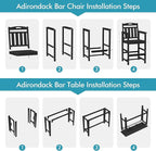 Ciokea Outdoor Bar Height Table Set of 5, 60" Extra Long Rectangle High Top Table and 4 Oversized Adirondack Chairs Set, Heavy-Duty All-Weather HDPE Patio Bar Set for Backyard Balcony Deck, Black