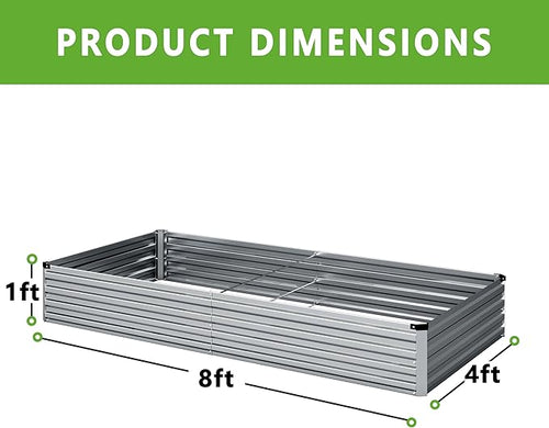 2PCS 8x4x1FT Galvanized Raised Garden Bed Kit,Vegetable Boxes-Rectangle Metal Flower Box,Large Planter Raised Beds Outdoor Garden for Planting,Fruit,Herb-Silver