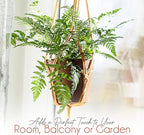 feedee Macrame Plant Hangers - 6 Pack, Brown, Indoor/Outdoor, 11.9 lbs Capacity, Ready to Hang
