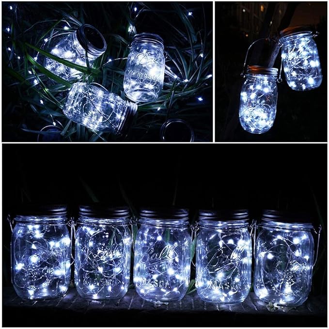 String Lights for Mason Jars, 12 Pack, 30 LED Solar Lid Lights