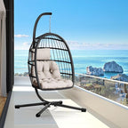 CHABATREE Egg Chair with Stand, Patio Rattan Wicker Hanging Swing Egg Chair by Unknown