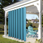 BONZER Outdoor Waterproof Curtains for Patio Wide Grommet Light Filtering Outside Curtains for Gazebo, Porch, Pergola, Pavilion, 1 Panel, 110W x 120L inch, Teal