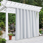 NICETOWN Outdoor Privacy Curtain for Patio Waterproof, Thermal Insulated Sun Block Rustproof Grommet Drape for Balcony/Cabana, Privacy Curtain Room Divider, Greyish White, 1 Panel, 100" W by 95" L