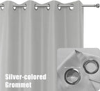 BONZER Outdoor Curtains for Patio Water Resistant Heavy Privacy Light Filtering Grommet Outside Curtains for Porch, Pergola, Gazebo, 1 Panel, 54W x 120L inch, Silver