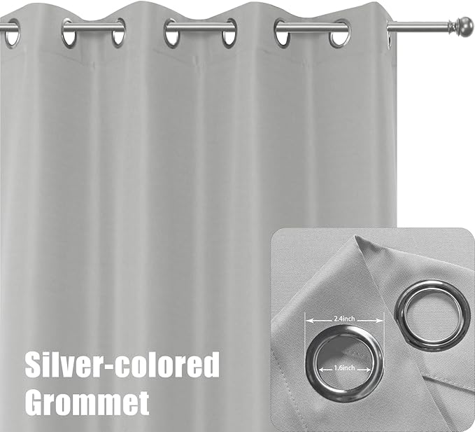 BONZER Waterproof Indoor/Outdoor Curtains for Patio Thick Privacy Grommet Curtains for Bedroom, Living Room, Porch, Pergola, Cabana, 1 Panel, 54W x 108L inch, Silver