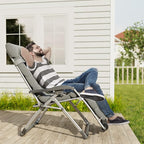UDPATIO Oversized Zero Gravity Chair 29In XL Patio Reclining Chair with Cushion, Outdoor Folding Recliner with Pillows|Cup Holder|Foot Rest|Padded Headrest, Grey, Support 500LB