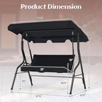 Tangkula 3 Person Porch Swing, Patio Swing with Removable Cushion & Powder-Coated Steel Frame, Outdoor Swing with Canopy for Porch, Backyard, Garden, Balcony (Black)