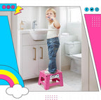 Delxo Folding Step Stool 9 inch Non-Slip Foldable Stools Up to 300 LBS Kids Step Stool with Handle Lightweight for Kitchen, Bathroom, Bedroom, Garden, Rose Pink, 1PC