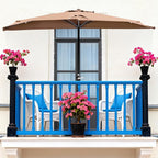 OLIXIS Half 9Ft Umbrella Outdoor Patio, Scalloped Patio Umbrella with Easy Crank, Sun Half Patio Umbrella for Balcony, Market, Garden, Khaki
