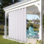BONZER Outdoor Curtains for Patio Waterproof Thick Privacy Wide Grommet Light Filtering Outside Curtains for Porch Pergola Gazebo Deck, 1 Panel, 110W x 95L inch, White