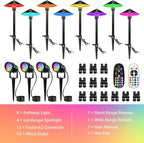 SUNVIE RGBW Landscape Lighting Kit 12V Low Voltage Landscape Lighting with Connectors, Color Changing Low Voltage Pathway Lights Wired with Spotlights Waterproof for Holiday Patio Garden Yard,12 Pack