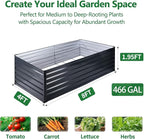 Galvalume Raised Garden Bed 8x4x1.95FT–3X Rust Resistant Aluminum-Zinc Steel,466 Gallon Extra Deep Metal Planter Box, Heavy Duty Outdoor Vegetable Garden Bed for Tomatoes, Potatoes & Root Crops